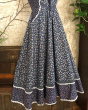 Load image into Gallery viewer, Darling 1970's vintage blue garden calico Gunne Sax midi sundress