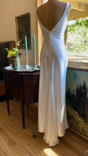 Load image into Gallery viewer, Elegant 1980’s Vintage White Satin Bias Slip Dress