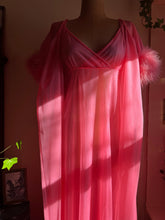 Load image into Gallery viewer, 1970’s Vintage Pink Chiffon and Marabou Peignoir Set by Intime of California