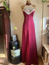 Load image into Gallery viewer, 1970’s Vintage Burgundy and Cream 2 Piece Halter Sundress and Jacket