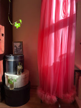 Load image into Gallery viewer, 1970’s Vintage Pink Chiffon and Marabou Peignoir Set by Intime of California