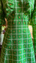 Load image into Gallery viewer, Outrageous Handmade Vintage Apple Green Seersucker dress