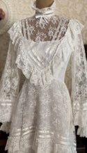 Load image into Gallery viewer, Breathtaking 1970’s Vintage White Lace Bridal Gown Wedding Dress