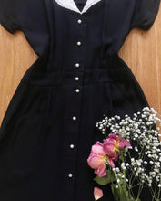 Load image into Gallery viewer, Cutie 1970’s Vintage Black Crepe Gunne Sax dress