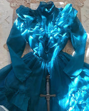 Load image into Gallery viewer, Authentic 1980’s vintage Teal Swiss Dot Chiffon Gunne Sax gown