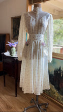 Load image into Gallery viewer, Sweet 1970’s vintage Ivory Floral voile Blouse and Skirt set by Gunne Sax