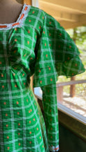 Load image into Gallery viewer, Outrageous Handmade Vintage Apple Green Seersucker dress