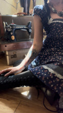 Load image into Gallery viewer, Darling Navy Blue Calico Gunne Sax Dress