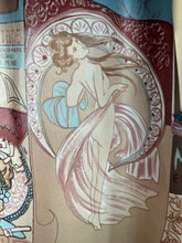 Load image into Gallery viewer, Mucha Print 1970’s Vintage Tie Bust Halter Dress