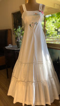 Load image into Gallery viewer, Embroidered 1970’s Vintage White Smocked Sundress by Young Edwardian