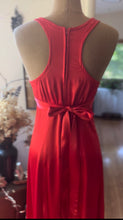 Load image into Gallery viewer, Rare Showstopper 1960’s Vintage Liquid Red Satin Ruffle Maxi Dress