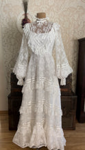 Load image into Gallery viewer, Breathtaking 1970’s Vintage White Lace Bridal Gown Wedding Dress