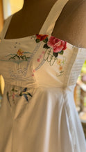 Load image into Gallery viewer, Embroidered 1970’s Vintage White Smocked Sundress by Young Edwardian