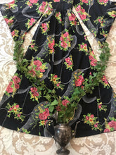 Load image into Gallery viewer, Amazing 1970's vintage black floral angel sleeve dress