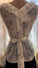 Load image into Gallery viewer, Authentic 1970’s Vintage Sheer Floral Voile Gunne Sax Blouse