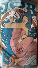 Load image into Gallery viewer, Mucha Print 1970’s Vintage Tie Bust Halter Dress