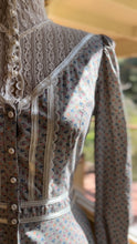 Load image into Gallery viewer, Authentic 1970’s Vintage Gray Calico Gunne Sax Midi Dress