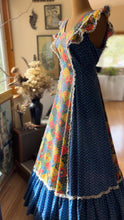 Load image into Gallery viewer, 1970’s Vintage Patchwork Print Calico Pinafore Dress by Levoy’s