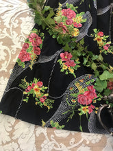 Load image into Gallery viewer, Amazing 1970's vintage black floral angel sleeve dress