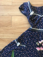 Load image into Gallery viewer, Darling Navy Blue Calico Gunne Sax Dress