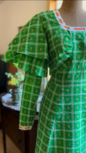 Load image into Gallery viewer, Outrageous Handmade Vintage Apple Green Seersucker dress