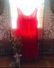 Load image into Gallery viewer, 1950’s Red Chiffon Peignoir Robe and Nightgown Set by Shadowline