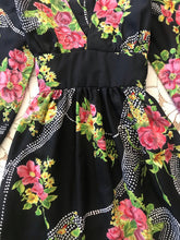 Load image into Gallery viewer, Amazing 1970's vintage black floral angel sleeve dress