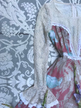 Load image into Gallery viewer, Authentic 1960’s Vintage Tropical Birds and Berries Print Black Label Gunne Sax Maxi Dress