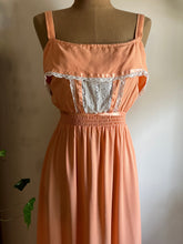 Load image into Gallery viewer, Sale~ 1970’s vintage Young Edwardian peach and cream crepe sundress
