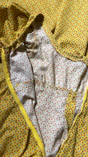 Load image into Gallery viewer, Sale~ 3 Piece Handmade Vintage Yellow Calico Dress Bonnet and Bag