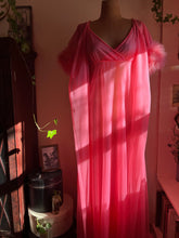 Load image into Gallery viewer, 1970’s Vintage Pink Chiffon and Marabou Peignoir Set by Intime of California