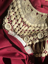 Load image into Gallery viewer, 1970’s Vintage Burgundy and Cream 2 Piece Halter Sundress and Jacket