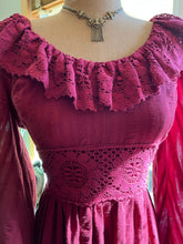 Load image into Gallery viewer, 1970’s Vintage Burgundy Pomegranate Seersucker Dress by Joy Stevens