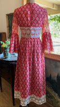 Load image into Gallery viewer, Rare 1960’s Vintage Tangerine Angel Sleeve Dress by Turtlegreen