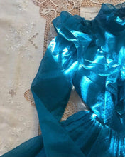 Load image into Gallery viewer, Authentic 1980’s vintage Teal Swiss Dot Chiffon Gunne Sax gown