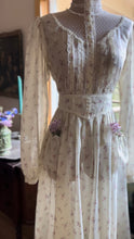 Load image into Gallery viewer, Sweet 1970’s vintage Ivory Floral voile Blouse and Skirt set by Gunne Sax