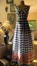 Load image into Gallery viewer, Picnic Perfect 1970’s Vintage Gingham Halter Maxi Dress by Act 1