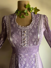 Load image into Gallery viewer, 1970's vintage Hand Dyed Purple Gunne Sax maxi dress