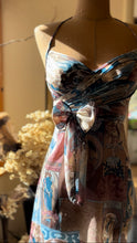 Load image into Gallery viewer, Mucha Print 1970’s Vintage Tie Bust Halter Dress