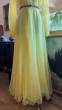Load image into Gallery viewer, Sale~ 1960’s 1970’s Vintage Lemon Yellow Chiffon Dress by Miss Elliette of California