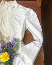 Load image into Gallery viewer, 1970's vintage Gunne Sax Ivory Poplin and Lace maxi dress