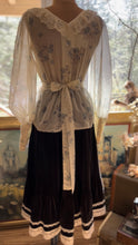 Load image into Gallery viewer, Authentic 1970’s Vintage Sheer Floral Voile Gunne Sax Blouse
