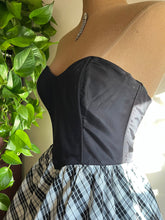 Load image into Gallery viewer, 1980’s Vintage Plaid Taffeta Strapless Gunne Sax Party Dress