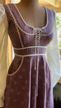 Load image into Gallery viewer, 1970’s Vintage Mauve Calico Gunne Sax Midi Dress