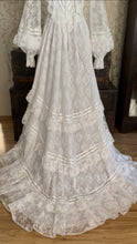 Load image into Gallery viewer, Breathtaking 1970’s Vintage White Lace Bridal Gown Wedding Dress