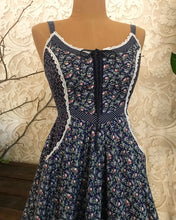 Load image into Gallery viewer, Darling 1970's vintage blue garden calico Gunne Sax midi sundress