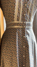 Load image into Gallery viewer, Authentic 1970’s Vintage Gray Calico Gunne Sax Midi Dress