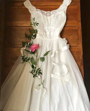 Load image into Gallery viewer, 1950’s Vintage White Chiffon Vanity Fair Peignoir Nightgown 32