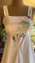 Load image into Gallery viewer, Embroidered 1970’s Vintage White Smocked Sundress by Young Edwardian
