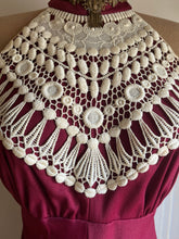 Load image into Gallery viewer, 1970’s Vintage Burgundy and Cream 2 Piece Halter Sundress and Jacket